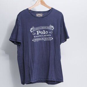 NWOT Polo Ralph Lauren Mens Blue Authentic Denim Goods Cotton T Shirt, Large